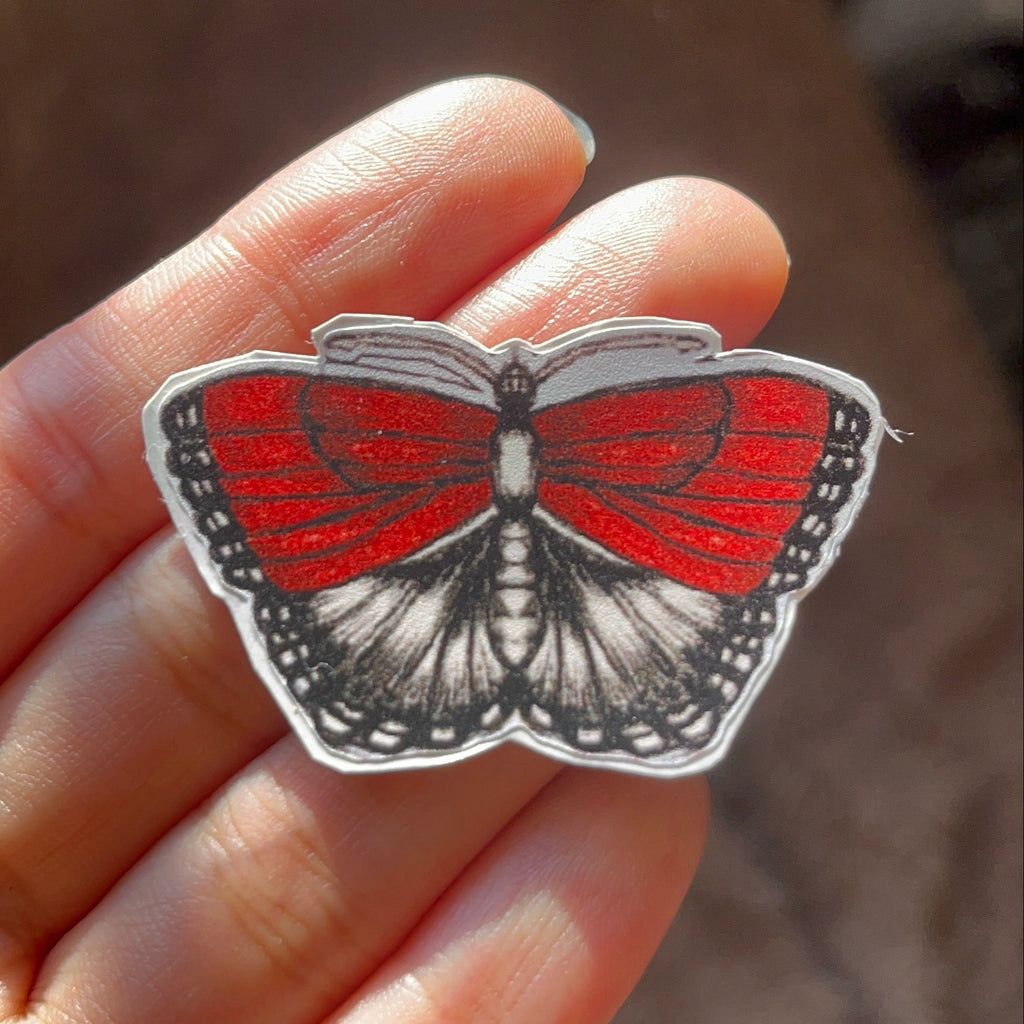 Red & Black Vintage Butterfly Sticker