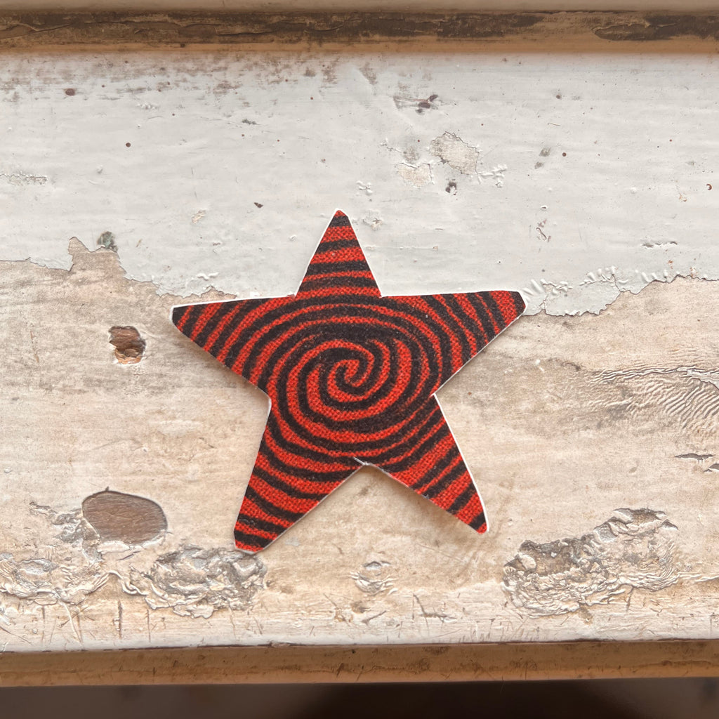 Red Swirl Star Sticker