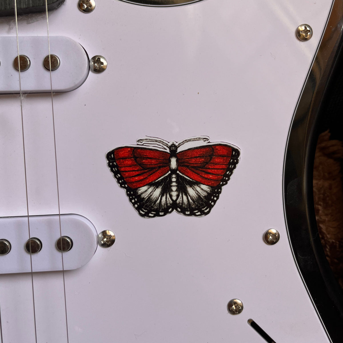 Red & Black Vintage Butterfly Sticker