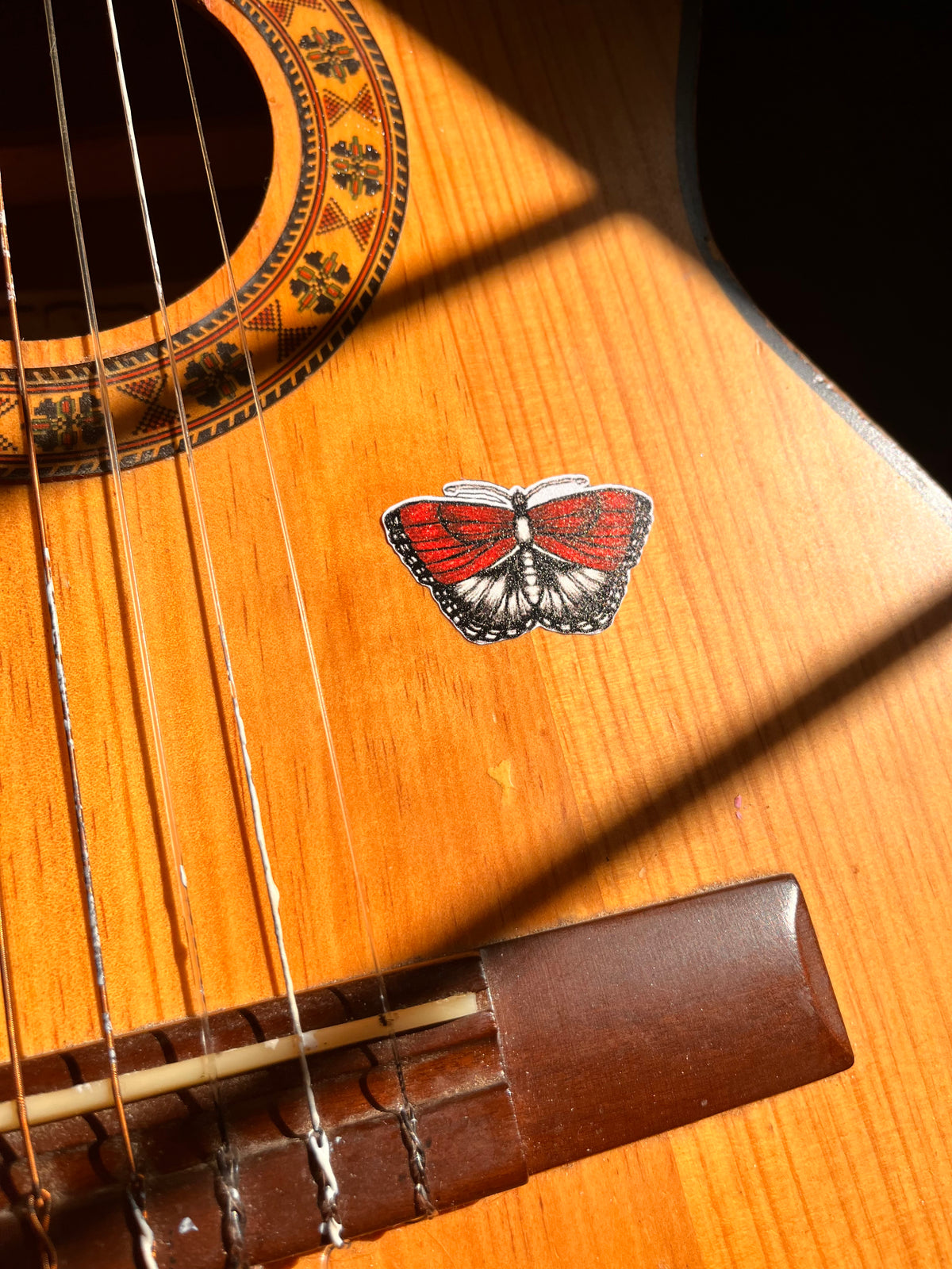 Red & Black Vintage Butterfly Sticker