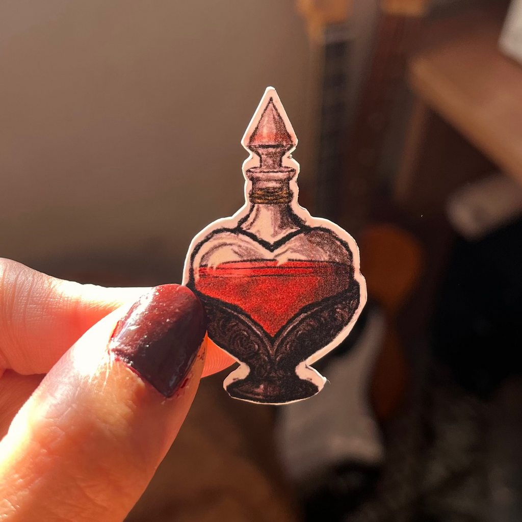 Vintage Apothecary Heart Potion Sticker